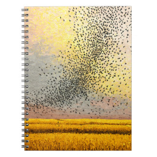 Golden Field Starling Murmur- Sky Art Notizblock