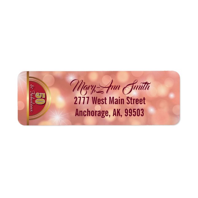 Golden Fifty & Fabulous Return Address Label (Vorne)