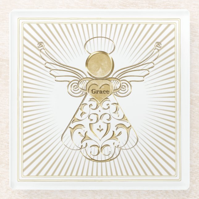 Golden Filigree Weihnachtsgel von Grace Glasuntersetzer (Vorderseite)