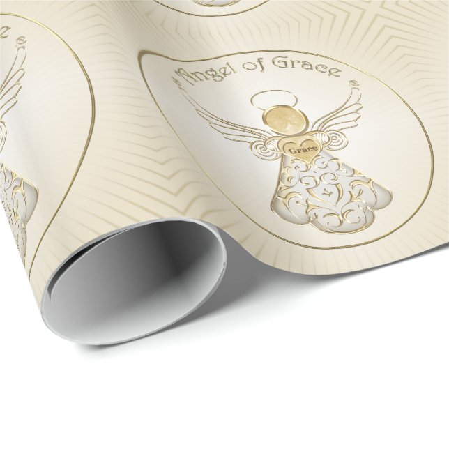 Golden Filigree Weihnachtsgel von Grace Pattern Geschenkpapier (Rolleneckpunkt)