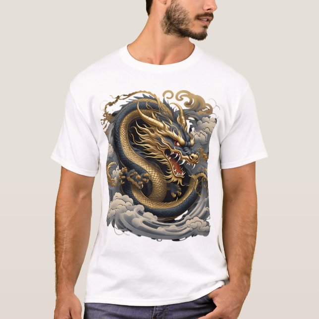 Golden Fire Dragon – Mythical Power  T-Shirt (Vorderseite)