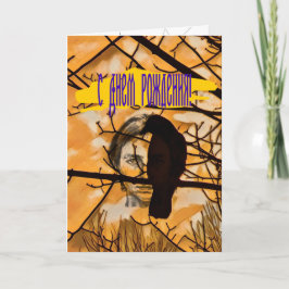 Golden Fire Raven Face Karte