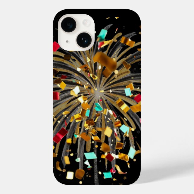 Golden Fireworks & Confetti Celebration Case-Mate iPhone 14 Hülle (Rückseite)