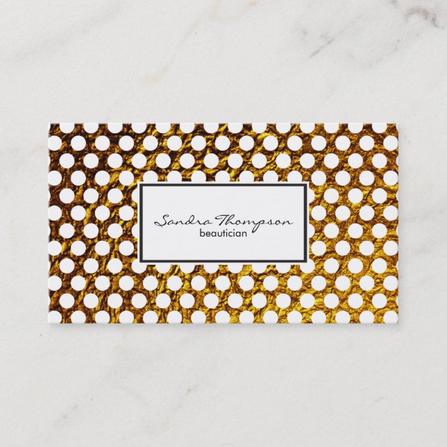 Golden Flake White Polka Dots Visitenkarte (Vorderseite)