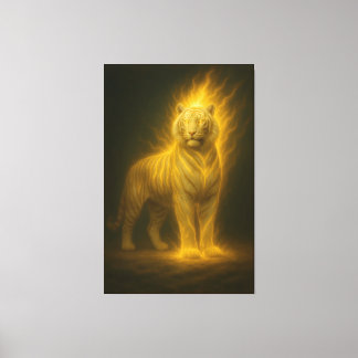 Golden Flame White Tiger – Fantasy Art Painting Leinwanddruck