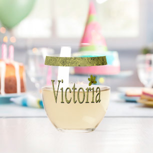 Golden Flecks Victoria Name Design, Weinglas Ohne Stiel