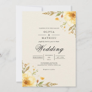 Golden Floral Arch Whimsy Wedding Einladung