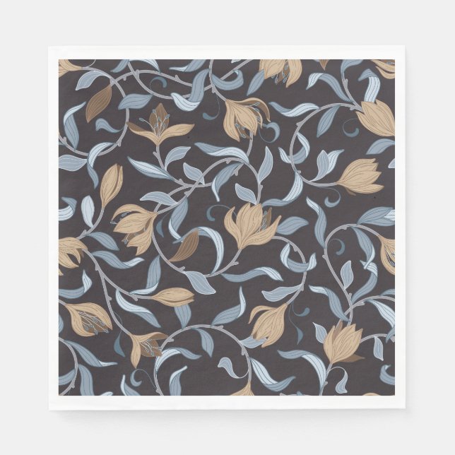 Golden Floral Arts and Crafts Inspiriert Serviette (Vorderseite)