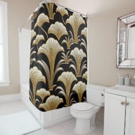 Golden Floral Duschvorhang