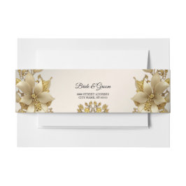 Golden Floral Einladung Bauchband Einladungsbanderole