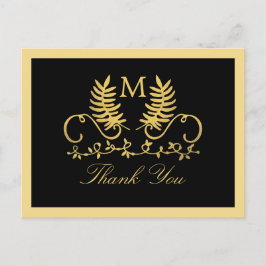 Golden Floral Emblem Hochzeit Danke Postkarte