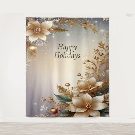 Golden Floral Holiday Backdrop Wandteppich