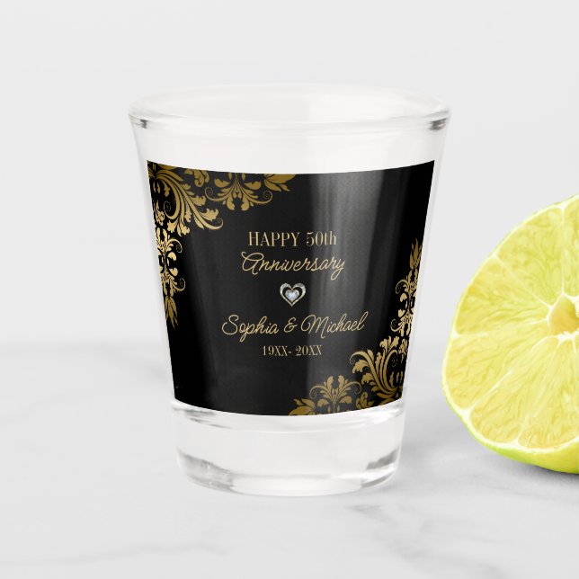 Golden Floral Lace Schnapsglas (Vorderseite)