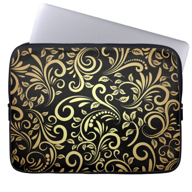 golden floral    laptopschutzhülle (Vorderseite)