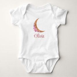 Golden Floral Moon Individuelle Name Baby Strampler