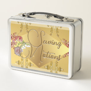 Golden Floral Nähgeschichten Metal Lunchbox