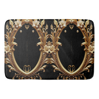 Golden Floral Ornate Bath Mat Badematte