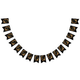 Golden Floral Ornate Frame Bunting Flag Wimpelkette