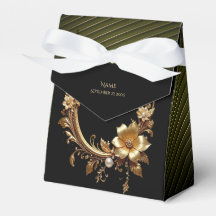 Golden Floral Ornate Frame Favor Box