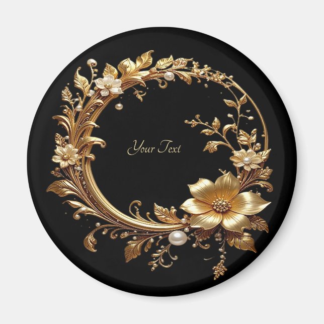 Golden Floral Ornate Frame Magnet (Vorne)