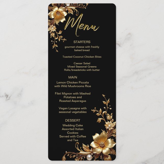 Golden Floral Ornate Frame Menu (Devant)