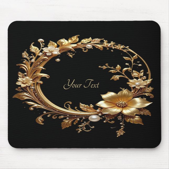 Golden Floral Ornate Frame Mousepad (Vorne)