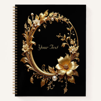 Golden Floral Ornate Frame Notebook Notizbuch