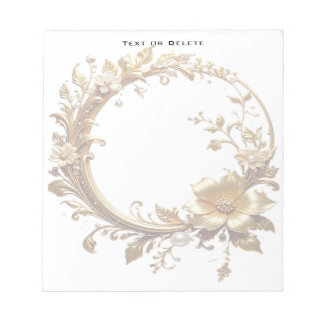 Golden Floral Ornate Frame Notepad Notizblock