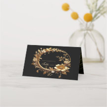 Golden Floral Ornate Frame Place Card