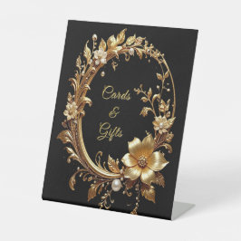 Golden Floral Ornate Frame Tabletop Signs Sockelschild