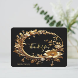 Golden Floral Ornate Frame Thank You Card Dankeskarte