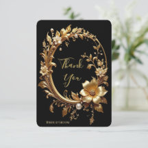 Golden Floral Ornate Frame Thank You Card
