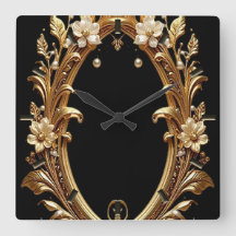 Golden Floral Ornate Frame Wall Clock