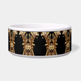 Golden Floral Ornate Pet Bowl Napf