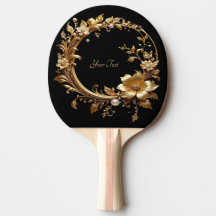 Golden Floral Ornate Ping Pong Paddle