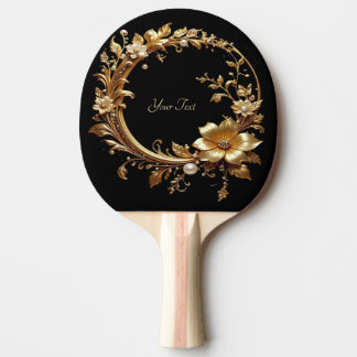 Golden Floral Ornate Ping Pong Paddle Tischtennis Schläger