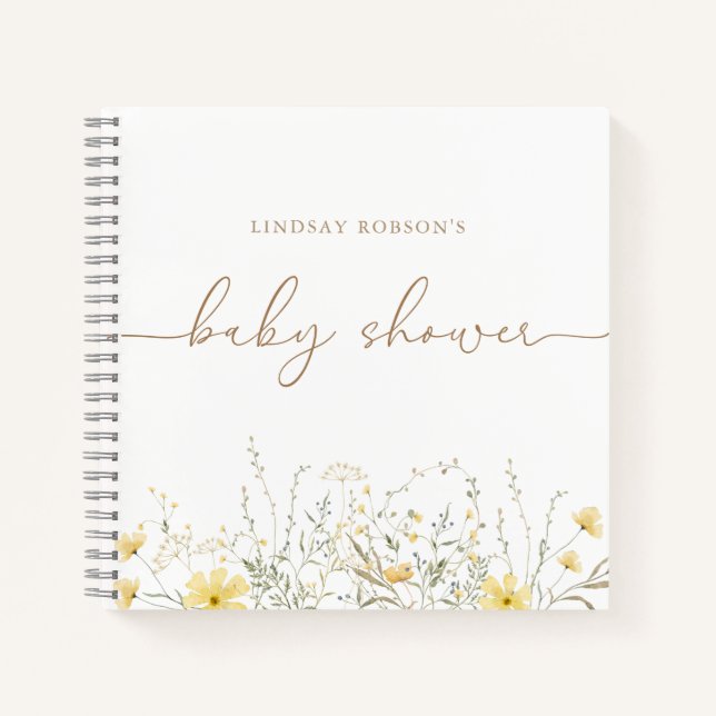 Golden Floral | Personalisiertes Gästebuch Notizbuch (Vorderseite)