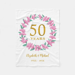 Golden Floral Pink Kraut zum 50. Jubiläum Fleecedecke
