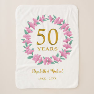 Golden Floral Pink Kraut zum 50. Jubiläum Sherpadecke