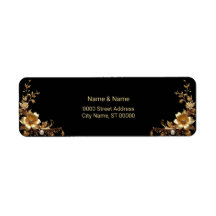 Golden Floral Return Address Label