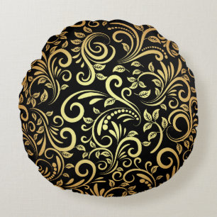 golden floral rundes kissen