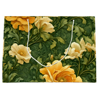 Golden Floral Tapestry Große Geschenktüte