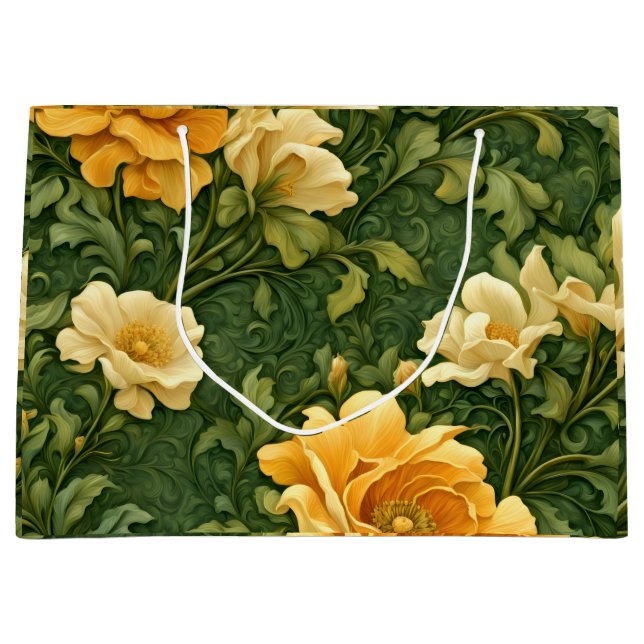 Golden Floral Tapestry Große Geschenktüte (Vorderseite)