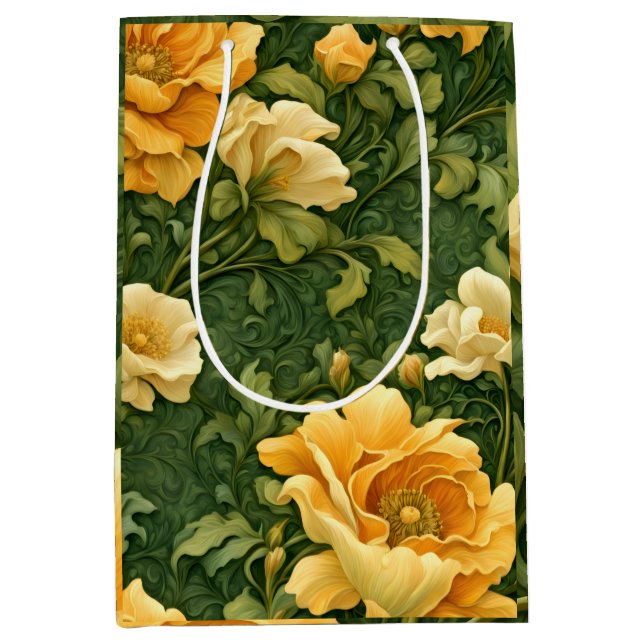 Golden Floral Tapestry Mittlere Geschenktüte (Vorderseite)