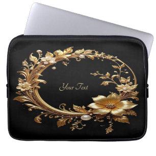 Golden floral verzierte Rahmen-Laptop-Hülle Laptopschutzhülle