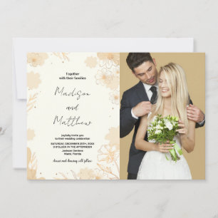 Golden Floral Wedding Invitations avec photo