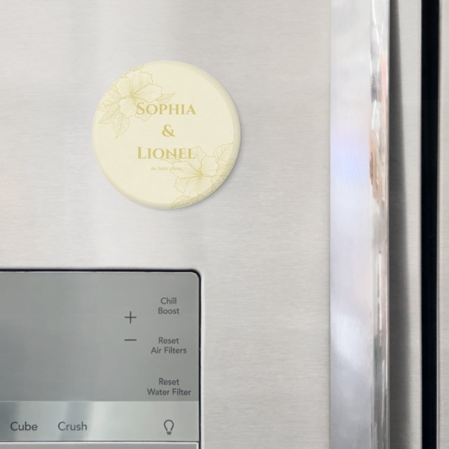 Golden Floral Wedding Magnet (In Situ (Kühlschrank))