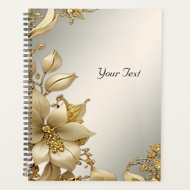 Golden Floral Wedding Planner Planer (Vorderseite)