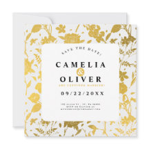 Golden Floral Wedding/Verlobung Save the Date