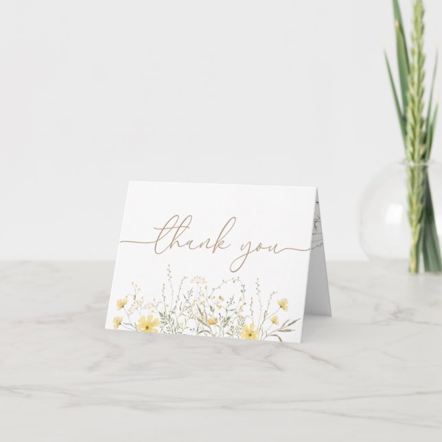 Golden Floral | Wildblume Dankeschön Karte (Vorderseite)